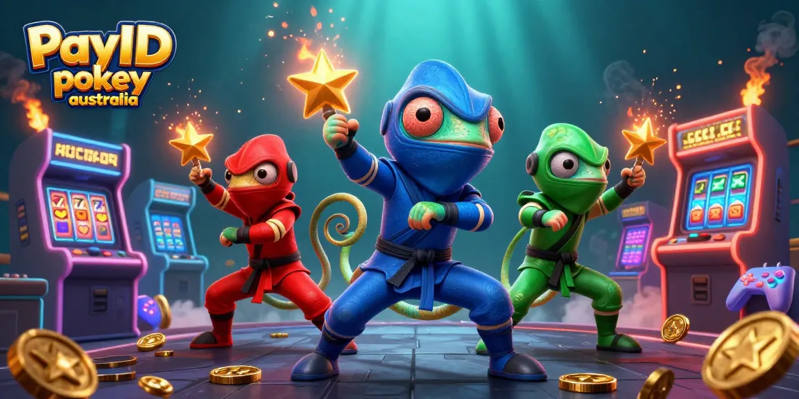 Effectively winning at PayID pokies Australia with 3D cartoon ninjas and casino elements.