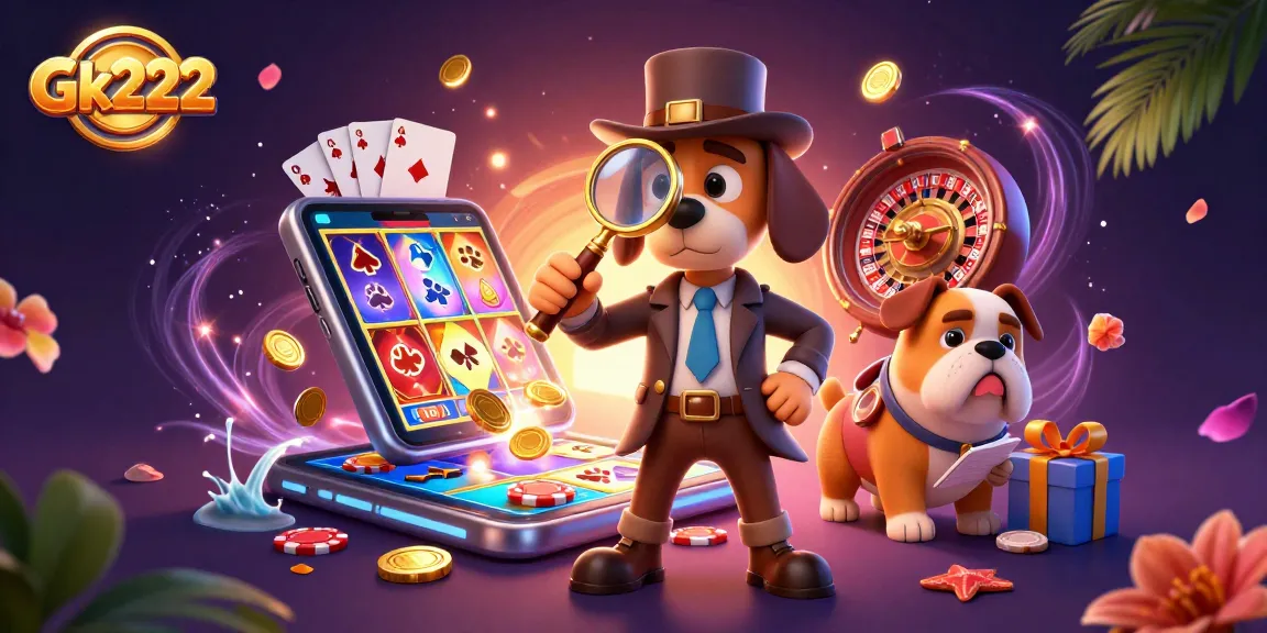 Engage with Gk222’s casino adventure as a detective and pup uncover a golden poker chip.