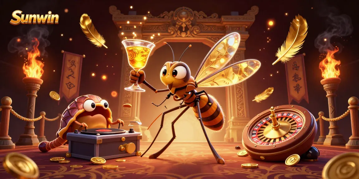 Sunwin's exciting casino mascot brings vibrant energy to a thrilling roulette scene.