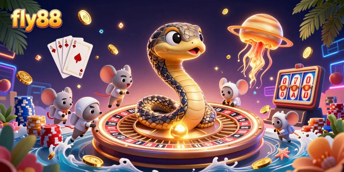 Engage with slots at fly88 as astronaut mice place bets on a cosmic roulette wheel.